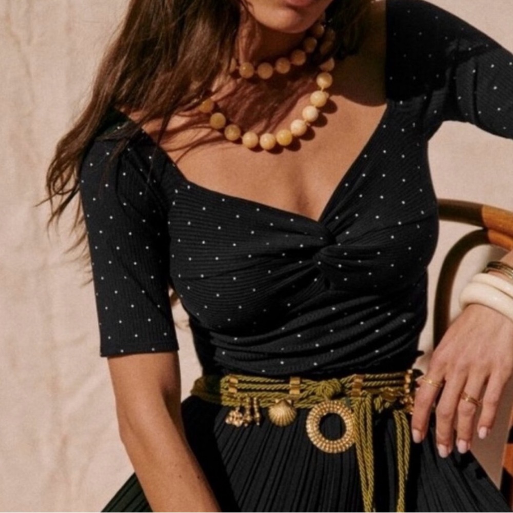 Sezane Black Polka Dot Top